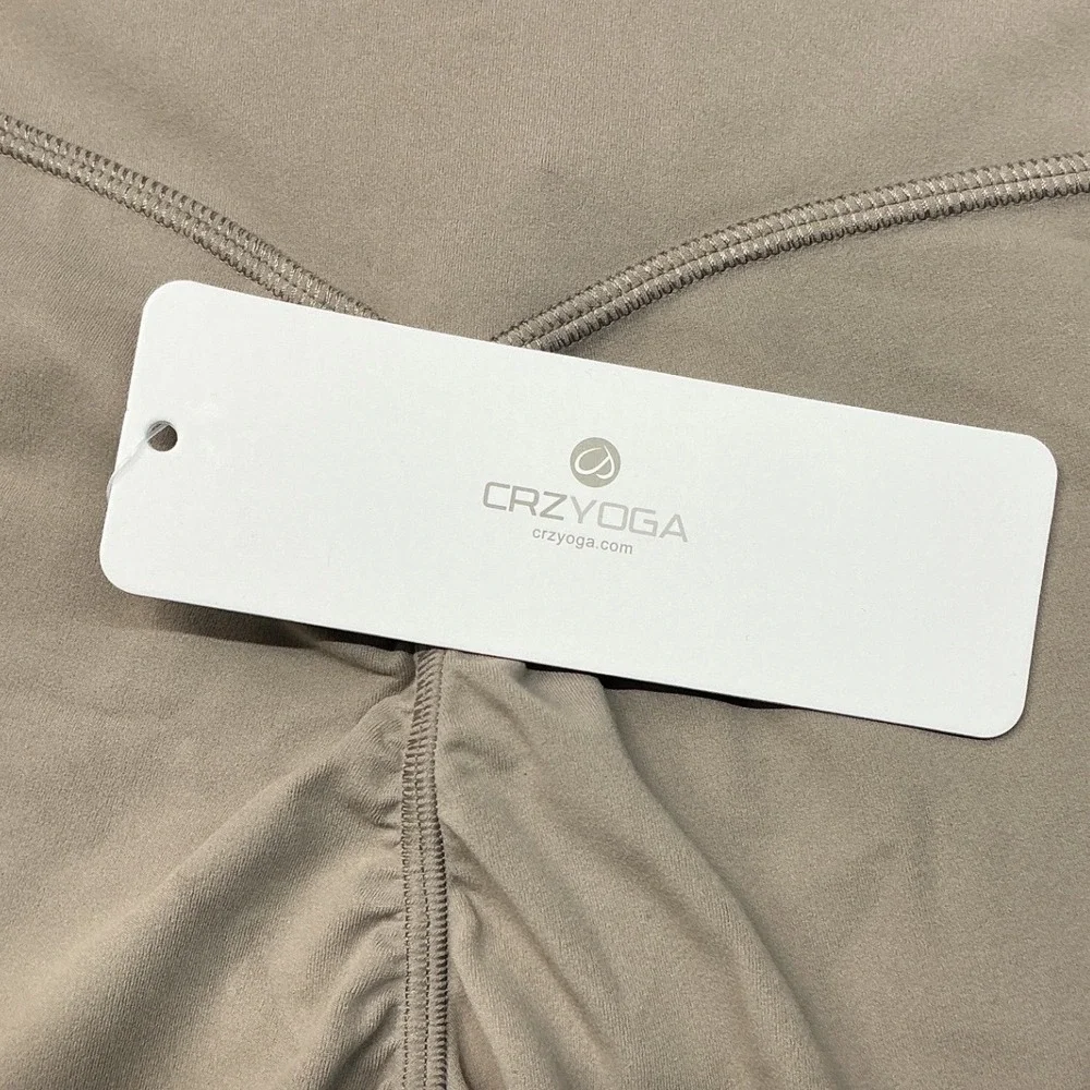 CRZYOGA Butterluxe Origin Yoga Shorts Womens M Creamy Latte Tan New With Tags